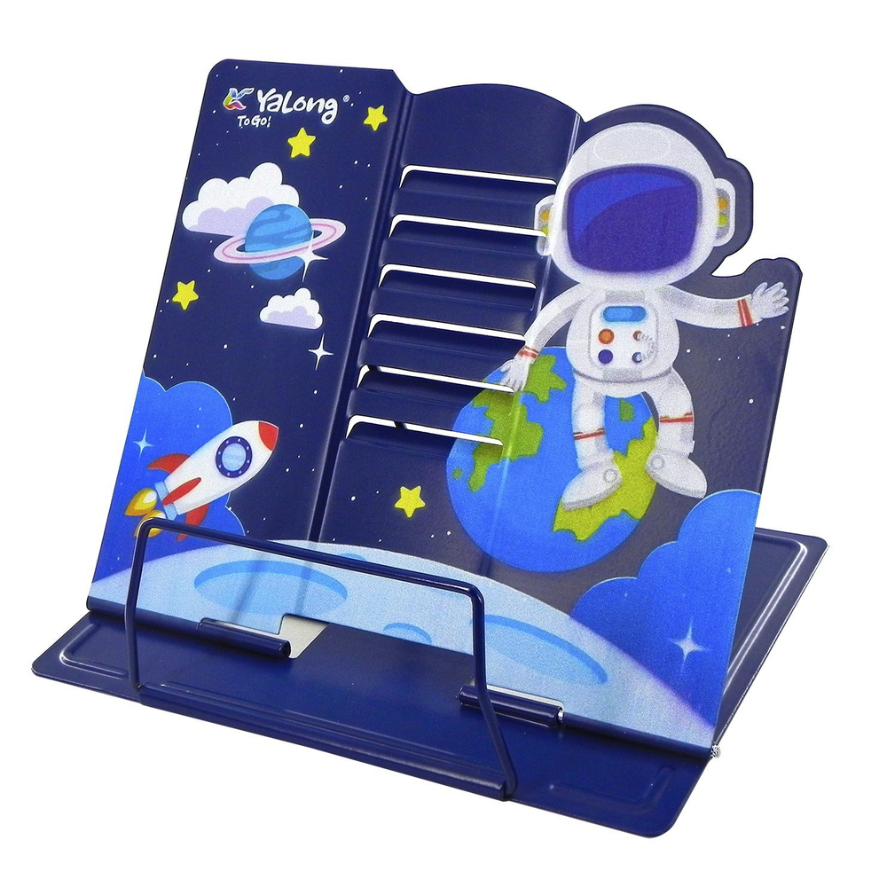 Подставка для книг Yalong, 210х185 мм, регулируемый угол наклона, металлическая, цвета ассорти, с рисунком