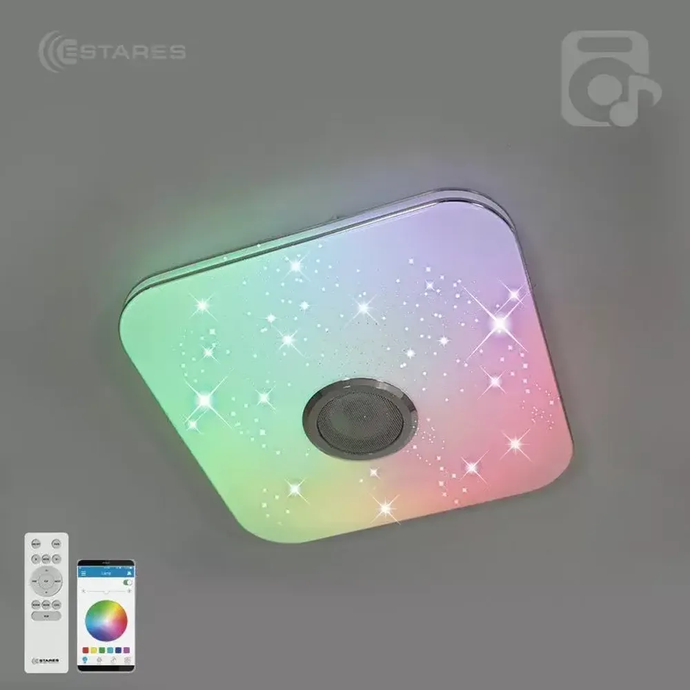Управляемая светодиодная музыкальная люстра MUSIC RGB 40W S-APP-330-WHITE/CHROME-220-IP20