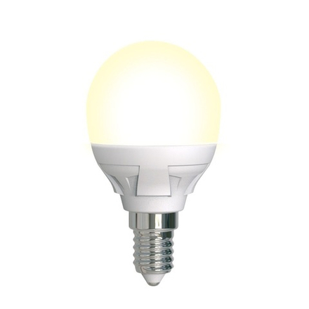LED-G45 7W-3000K-E14-FR-DIM PLP01WH Лампа светодиодная. диммируемая. Форма шар. матовая. Серия Яркая. Теплый белый свет 3000K. Картон. ТМ Uniel.