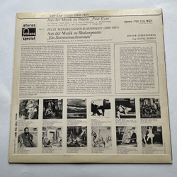 Винтажная виниловая пластинка LP Мендельсон, Григ Пер Гюнт F. Mendelssohn Bartholdy Ein Sommernachtstraum (Германия 1971)