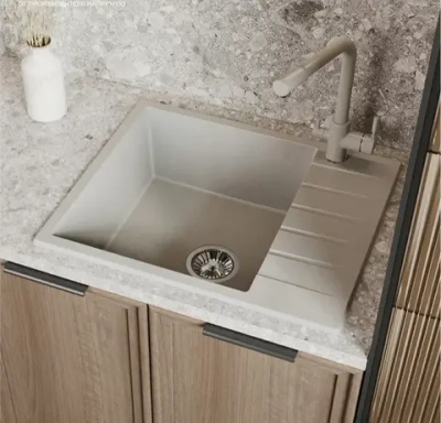 Мойка POLYGRAN DEKA-600 серый №14, смеситель DORADO серый №14