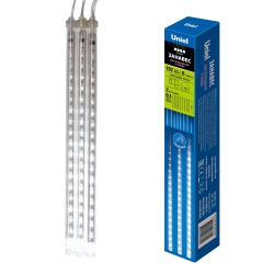 ULD-E2403-144-DTK WHITE IP44 METEOR Занавес светодиодный фигурный Падающие звезды. соединяемый. 2х0.3м. 8 подвесов. Белый свет. Провод прозрачный. TM Uniel.