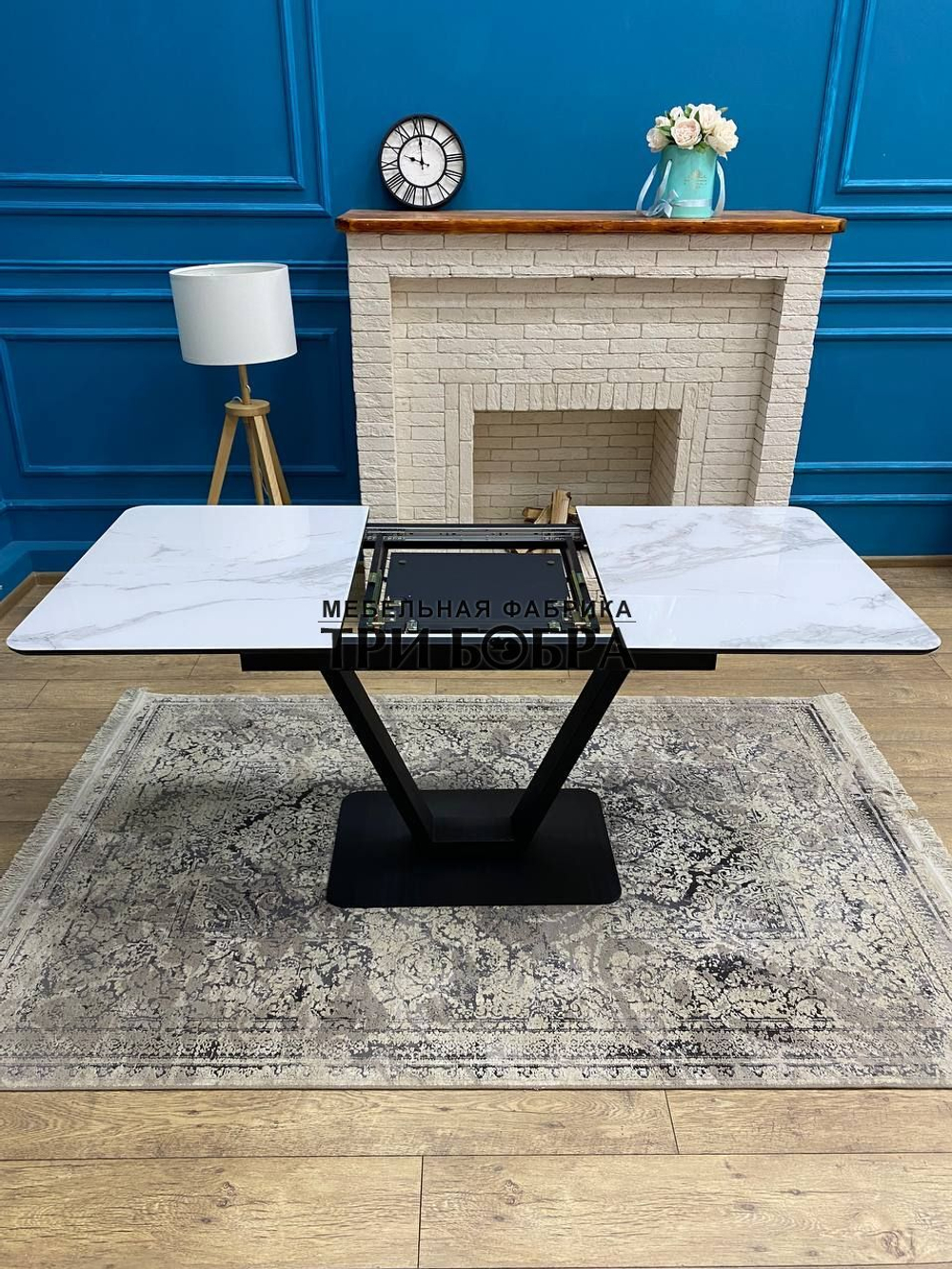 Кухонный раздвижной стол "Леон" итальянский мрамор