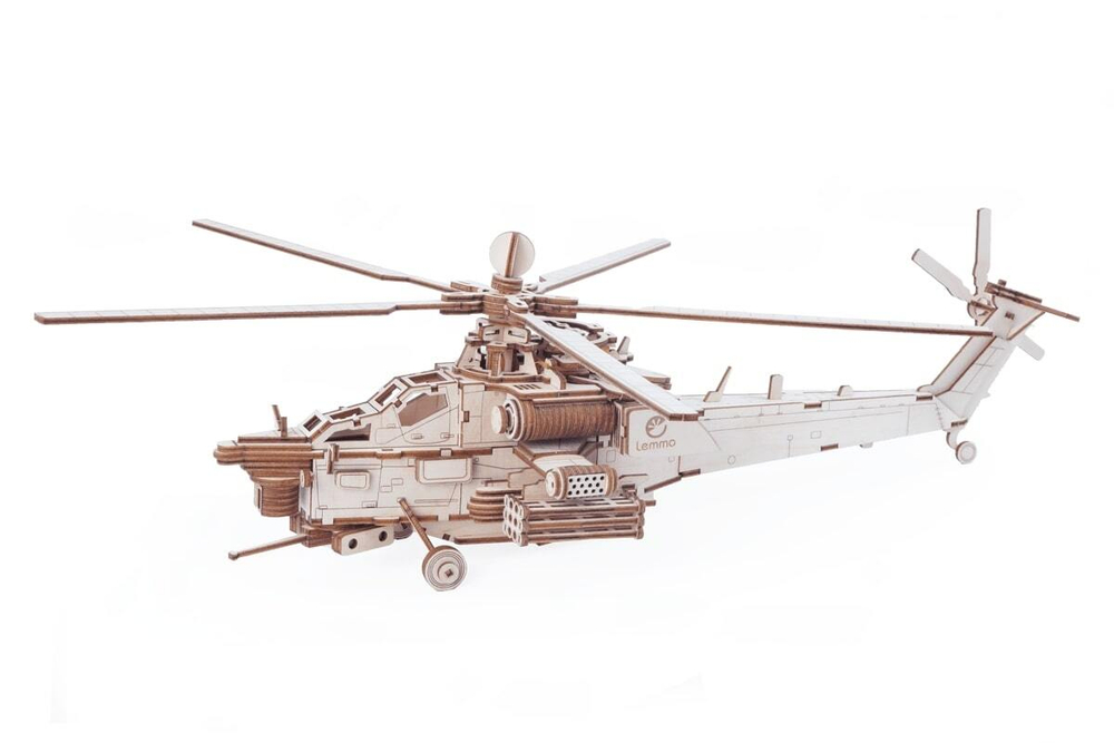 Вертолёт "Ночной Охотник" от Lemmo - Деревянный конструктор, 3D пазл, сборная модель