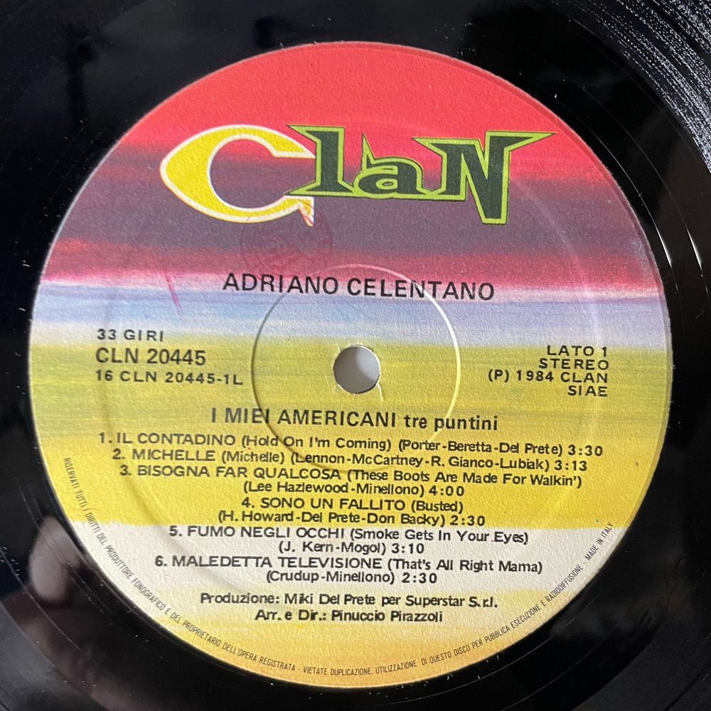 Винтажная виниловая пластинка LP Adriano Celentano Адриано Челентано, I Miei Americani (Tre Puntini) (Италия 1984) Susanna