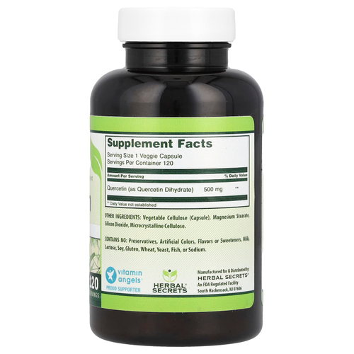 Herbal Secrets, кверцетин, 500 мг, 120 растительных капсул