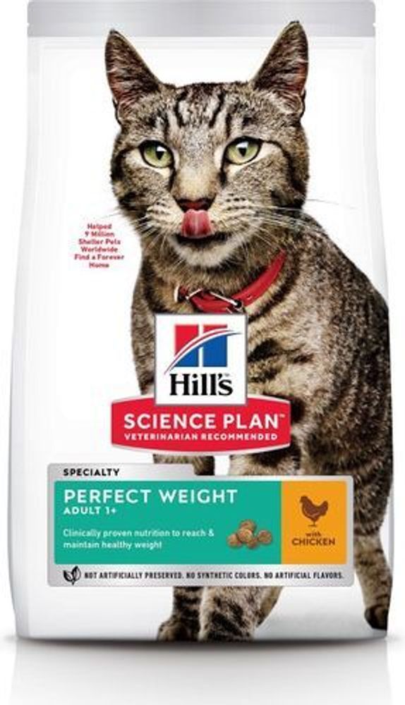 Сухой корм Hill&#39;s Science Plan Perfect Weight для взрослых кошек, склонных к избыточному весу, с курицей 1,5 кг