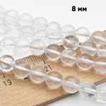 Горный хрусталь бусины, диаметр 8,3-8,5 мм, цена за 22-23 шт (1/2 нити)
