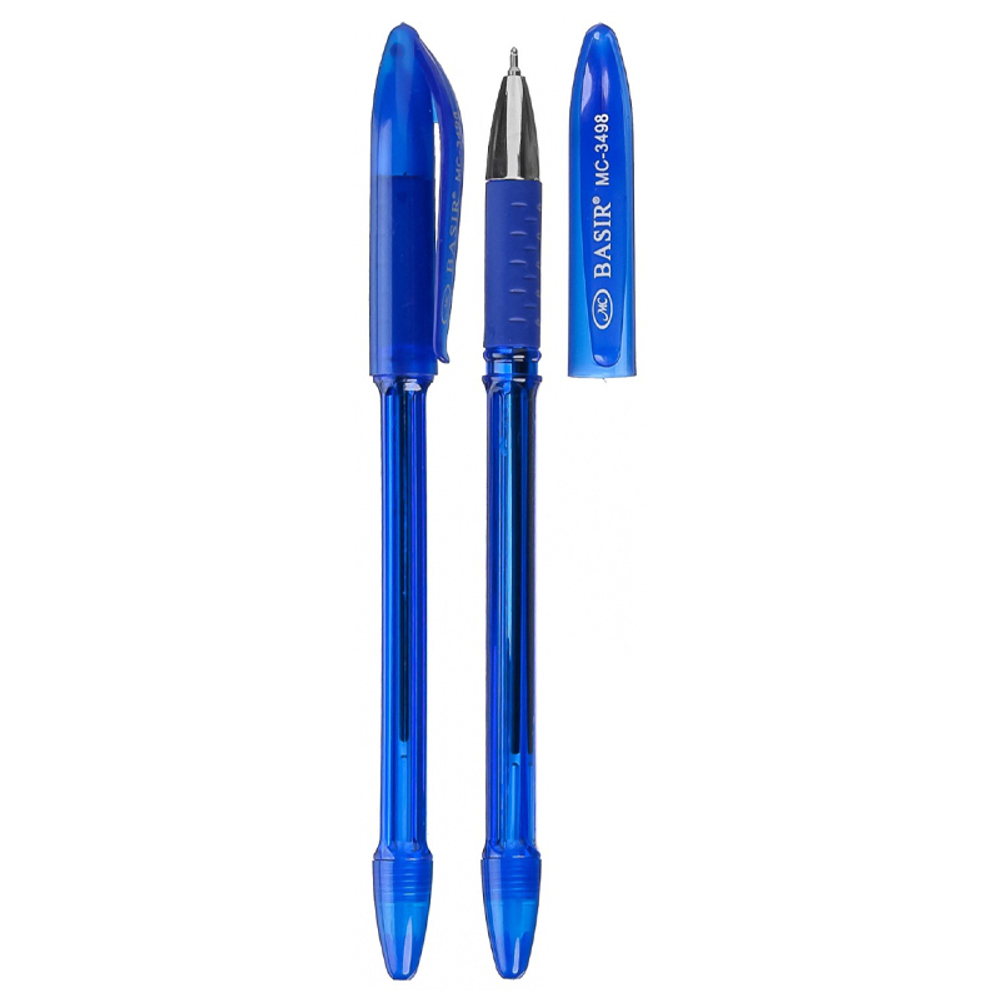 Ручка шариковая, масляная, Basir, синие чернила, серия "Stand", синий полупрозрачный корпус, 50 шт
