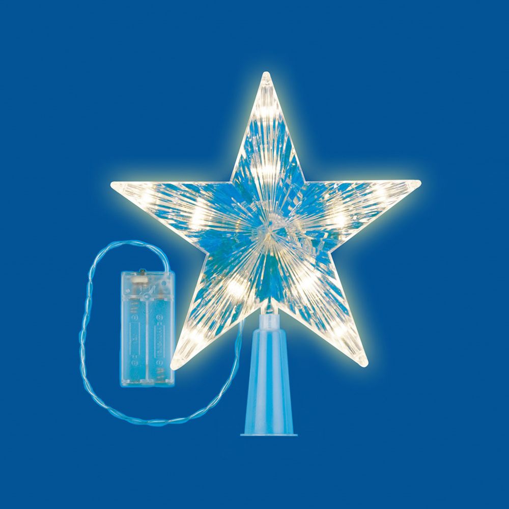 ULD-H1515-010-STB-2AA WARM WHITE STAR-2 Украшение светодиодное для ёлки Звезда-2. 15см. на батарейках не в-к. 10 светодиодов. Теплый белый свет. Прозрачный провод. TM Uniel.