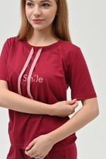 Брючная пижама Smile с завязками цвет бордовый