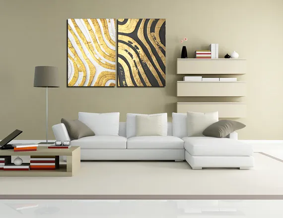 Модульная картина "Золотые волны"