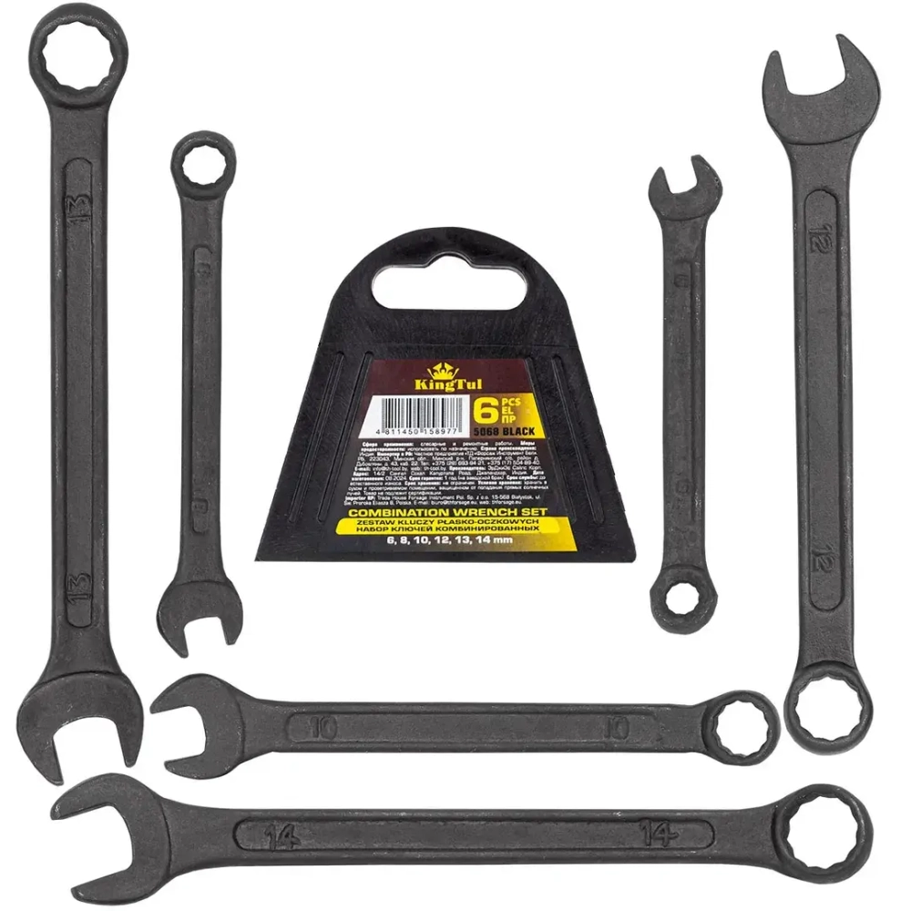 Набор ключей комбинированных 6пр. KINGTUL KT-5068 Black