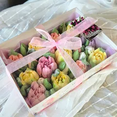 Зефир цветы «Тюльпаны ассорти» в коробке/23*16 см