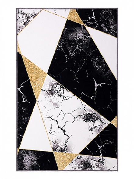 Коврик придверный LUCKY 50x80 ПЭ, чёрный/белый (мрамор треугольники)