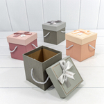 Коробка Ювелирная 11.5х11.5х12.5 см Набор 4 шт с бантом и ручками (Микс)