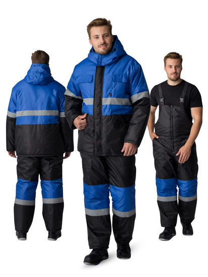 Костюм зимний "Мегрес-2" СОП полукомбинезон (василек/черный)