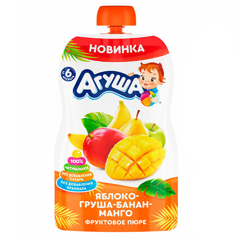Пюре "Агуша" Я САМ! Ябл-Груш-Бан-манго 90гр дой-пак