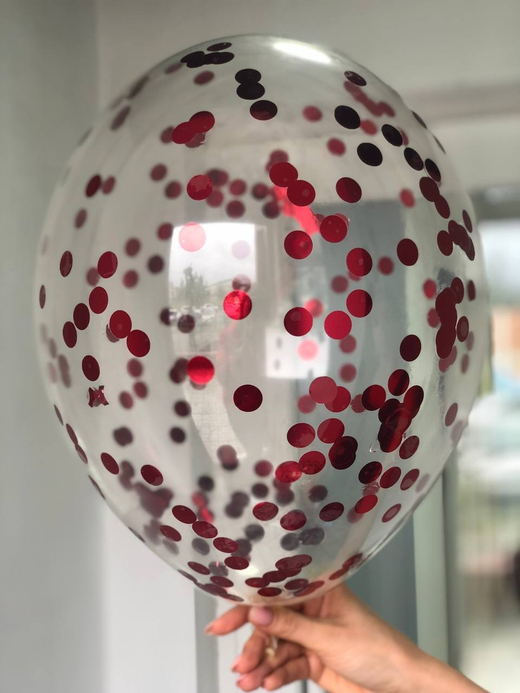 Воздушный шар с наполнением конфетти круглое красное ПАЛИТРА №4181