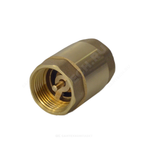 Клапан обратный латунь осевой 3002 Ду 32 Ру30 Тмакс=100 оС ВР 1 1/4" диск латунь шток латунь Aquasfera 3002-04