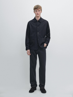 Massimo Dutti Куртка-рубашка с карманами, темно-синий