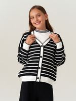 Кардиган для девочки в школу AT1010 черно-белый