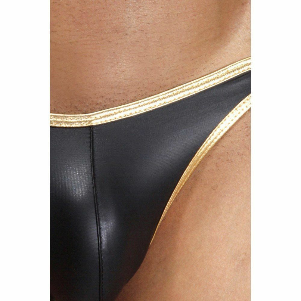 Мужские трусы слипы черные под кожу с прозрачной вставкой Cosmos Colors  LT20BG