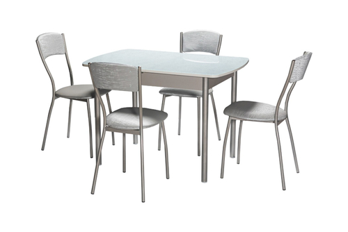 Комплект:Стол Диамант М24 Камень белый+стулья Сильвия Бенгал серый