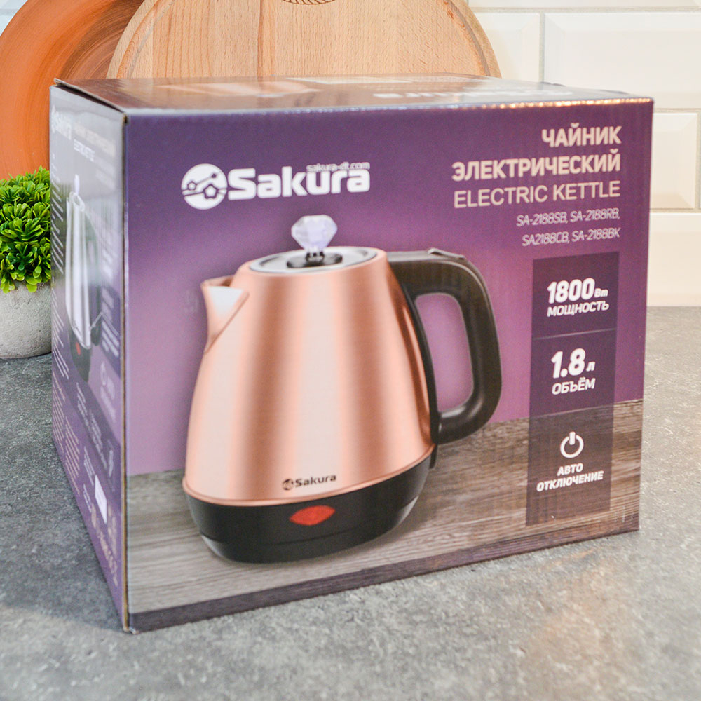 Чайник электрический 1,8л Sakura SA-2188CB, медь/черный