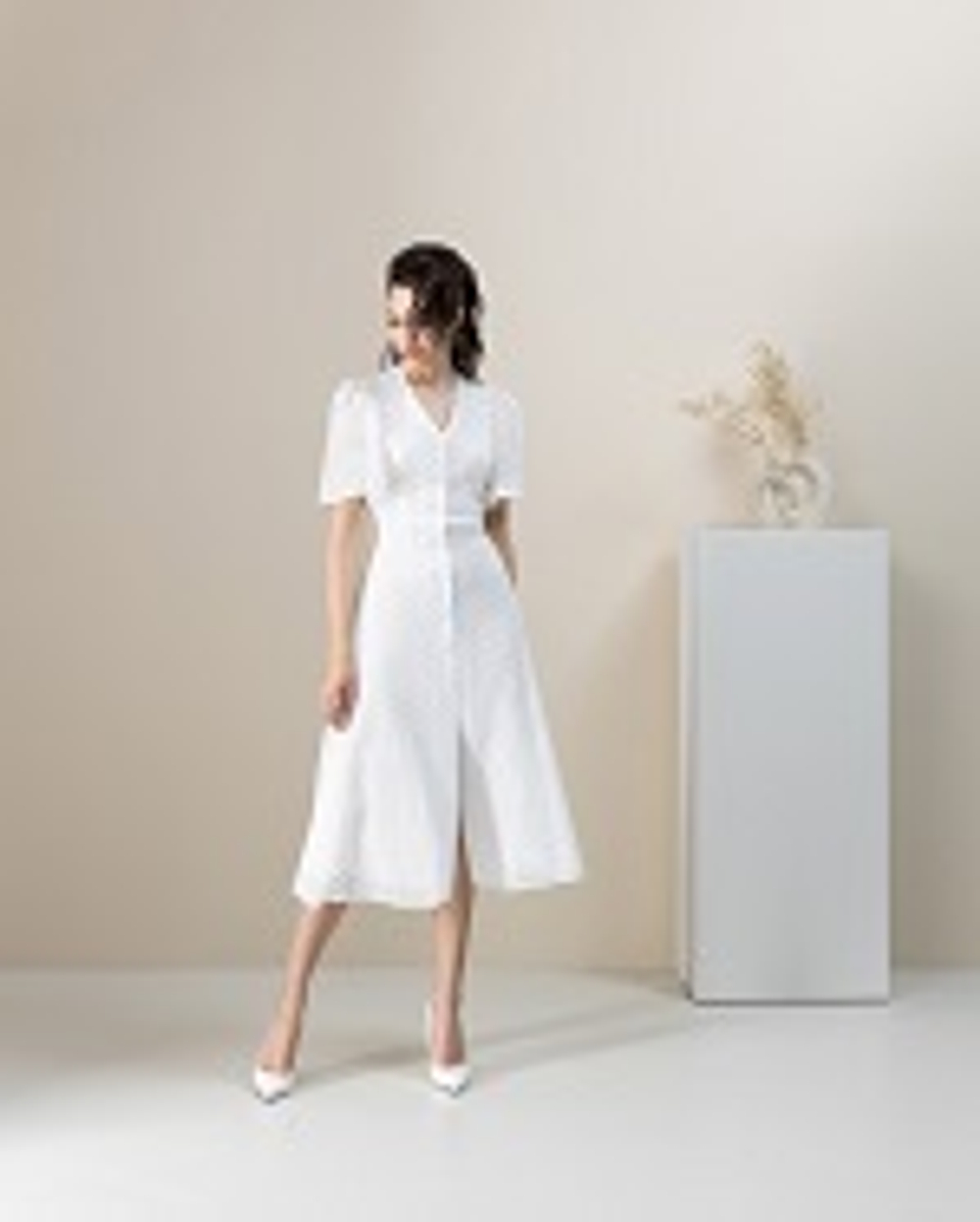 06-02-23 SS Хлопковое платье из "шитья" белое