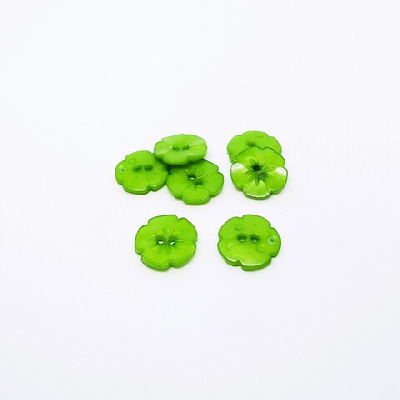 Пуговица №1173 "Цветок" ,  пластик, 15мм, цв.зеленый