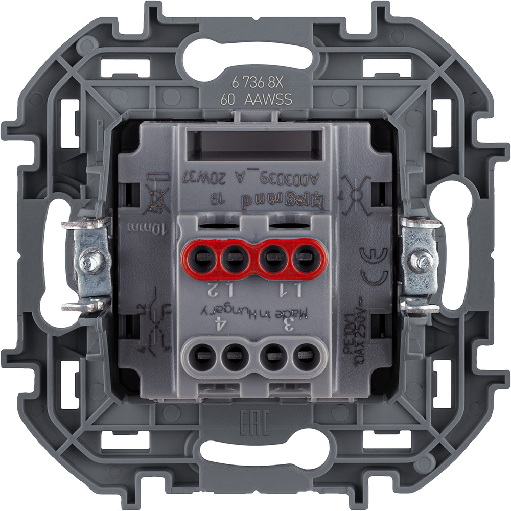 Переключатель перекрёстный 1-клавишный 10А 250В винтовые зажимы - белый Inspiria Legrand