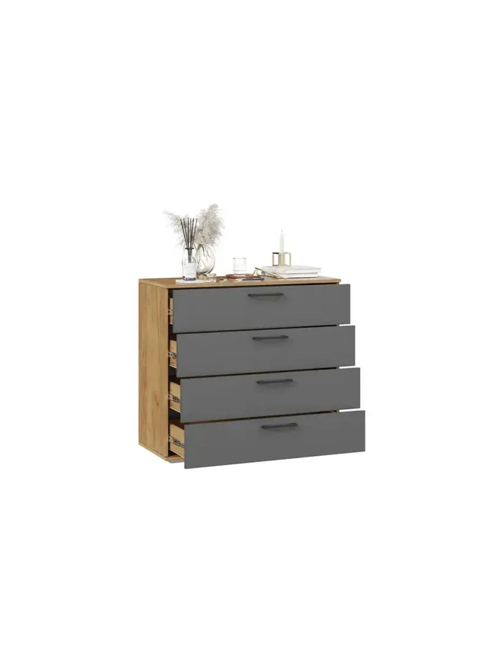 Комод для одежды Дуб Крафт золотой, Серый графит 92х41х84 см