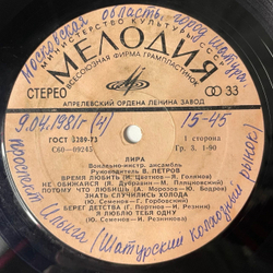 Винтажная виниловая пластинка LP ВИА Лира (СССР 1977) Не Обижайся