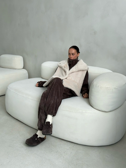 Свитшот вельвет-альпака на пуговицах (шоколад)