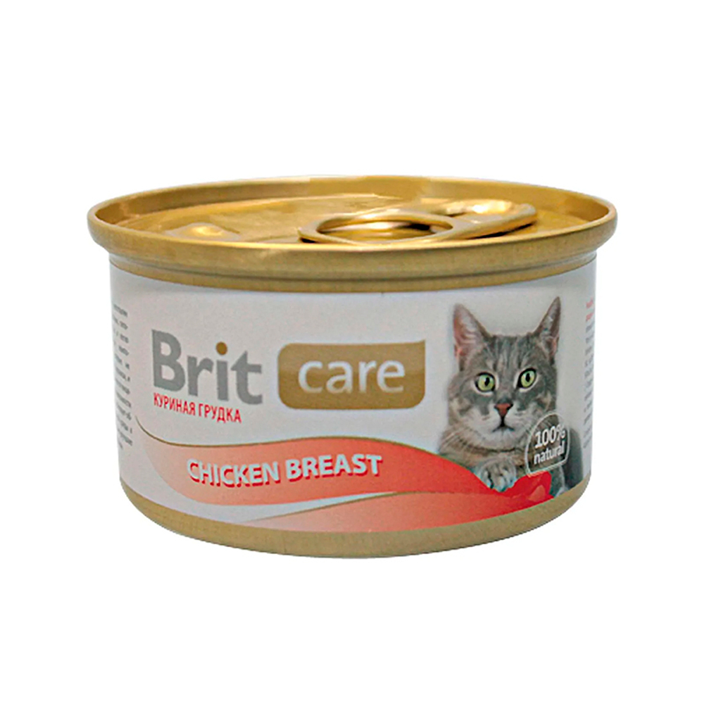 Влажный корм Brit Care с куриной грудкой для кошек 80 г (Брит кеа)