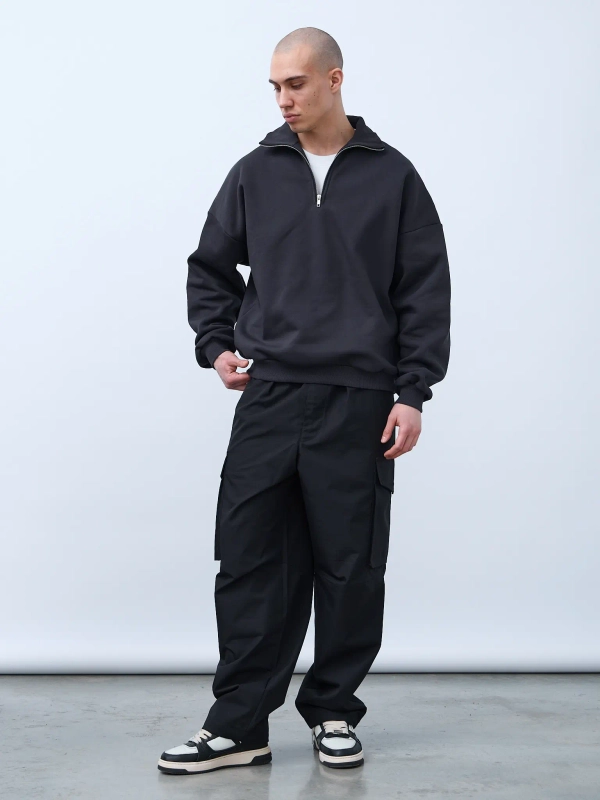 Свитшот с воротником на молнии с начесом (графит)