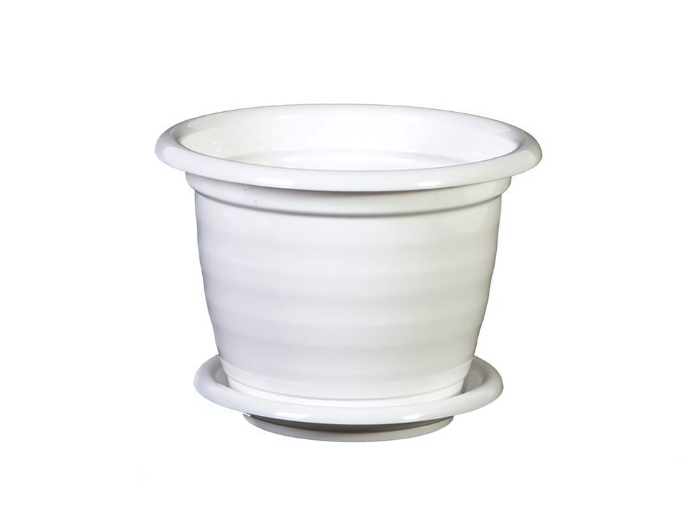 Горшок цветочный Виола 1л с подонном, белый