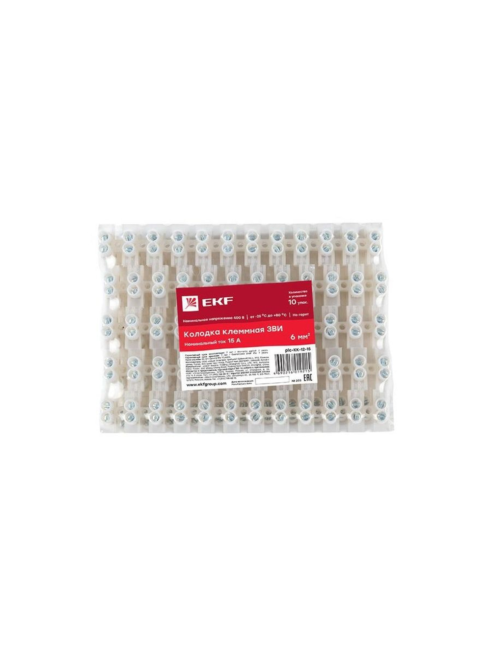 Колодка клеммная 12кв.мм 15А полиэтилен PROxima EKF plc-KK-12-15
