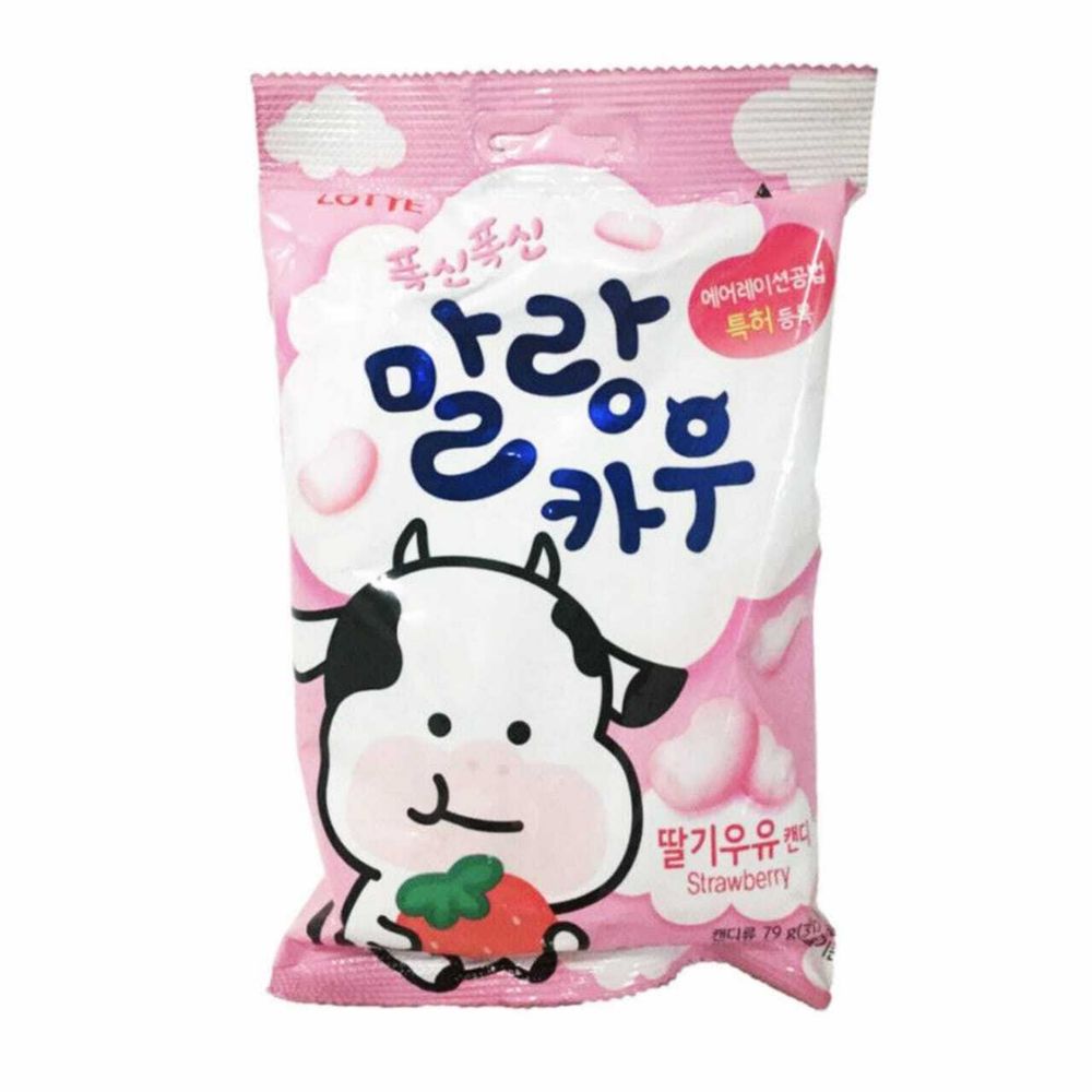 Жевательная конфета Lotte Malang Cow Strawberry Milk со вкусом клубники 79 г, 3 шт