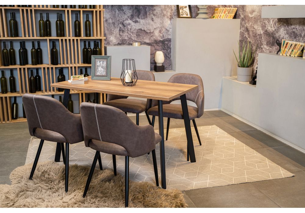 Стол Тринити Лофт 120х60х75 25 мм дуб вотан / матовый черный