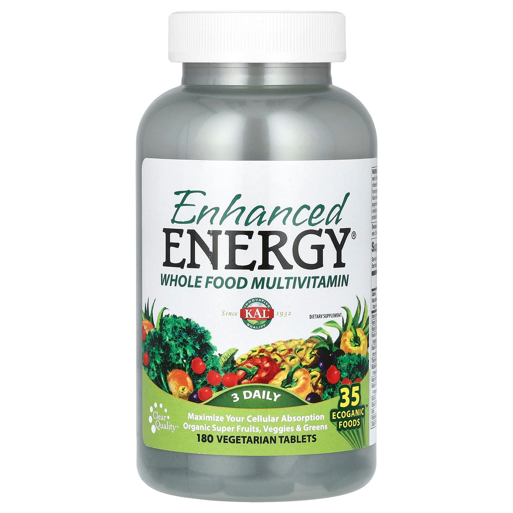 KAL, Enhanced Energy, Whole Food Multivitamin, 180 Vegetarian Tablets