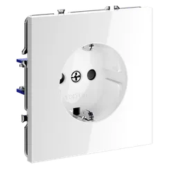 Розетка встраиваемая VOLTUM S70 с заземлением и защитными шторками, 16А, (белый глянцевый)