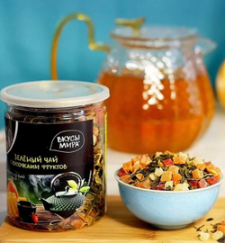 Чай зеленый с кусочками фруктов 100 г