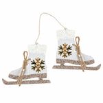 Набор елочных украшений "Фигуристка", 6 шт., дерево, цвет: красный / белый, ЗОЛОТАЯ СКАЗКА, 592003