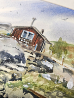 Картина авторская акварельная в паспарту 30х40 см на стену для интерьера "Тут родились Муми-тролли"