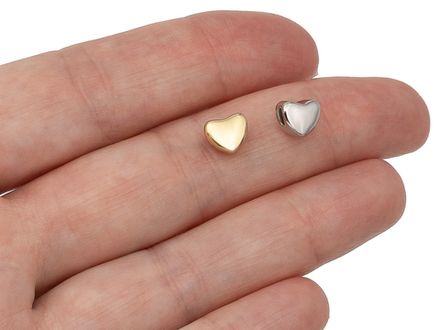 Мини-бусины "Сердце" 7х6мм, цвет серебро