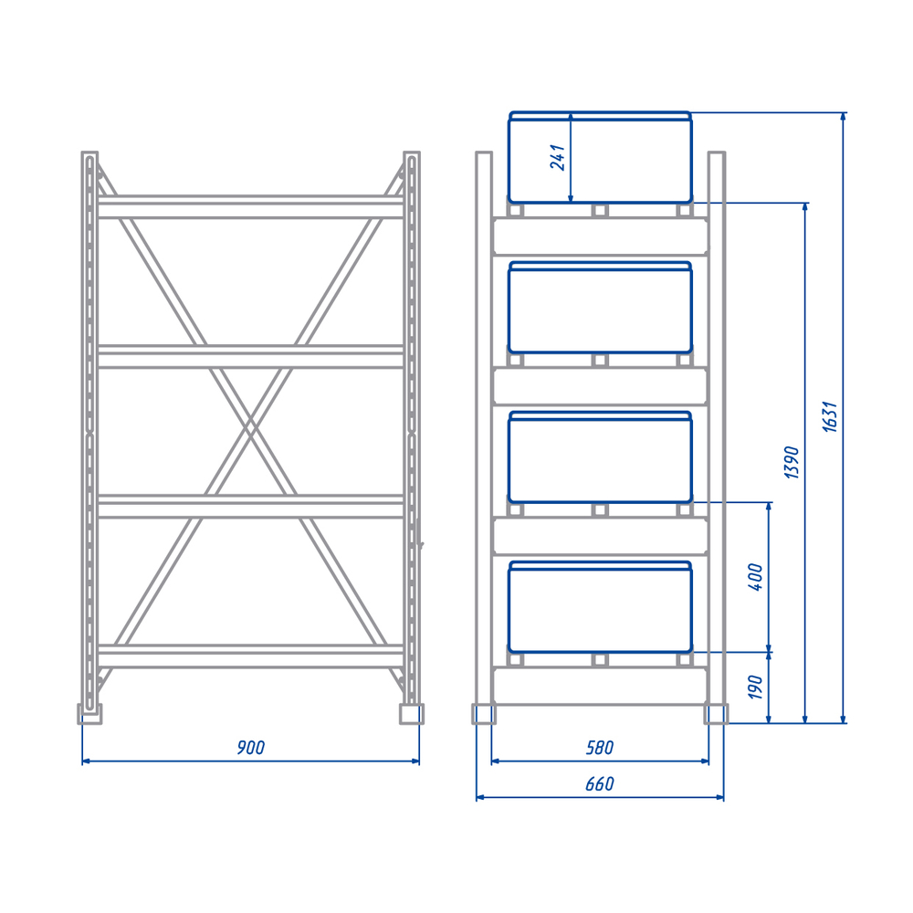 Стеллаж аккумуляторный SKAT SBR-150-5-1-4