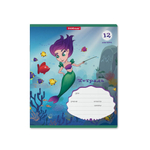 Тетрадь 12л., линия, Erich Krause, скрепка, блок офсет, мелованный картон "Русалочка", 5 дизайнов