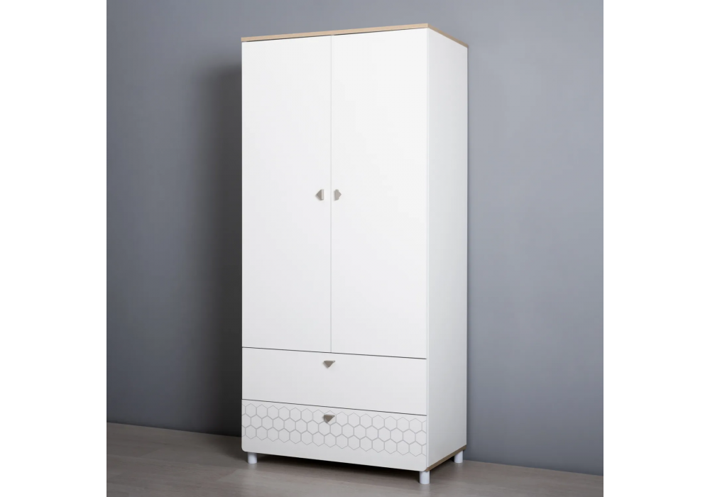 Шкаф Эльга белый шагрень / дуб белый exclusive